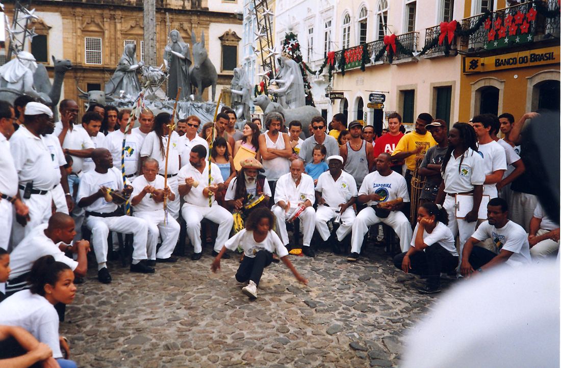 Capoeira players performing in Salvador, Brazil