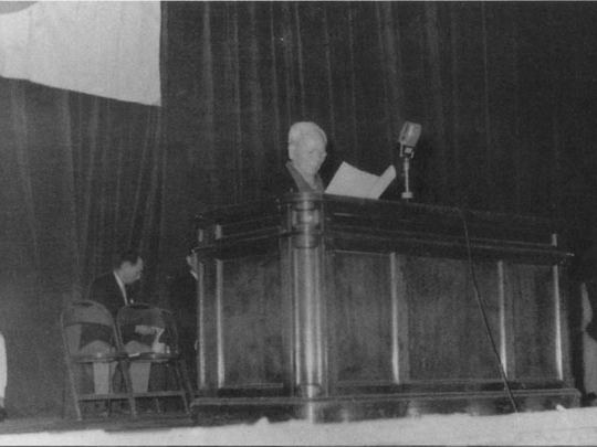 Gichin Funakoshi photographed in 1953